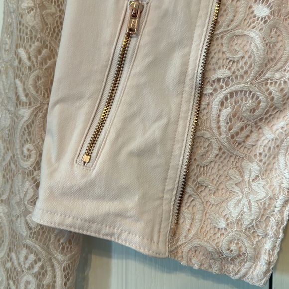 Candie’s Lace Moto Jacket Women Size Small Pink Blush long Sleeve - Picture 4 of 15
